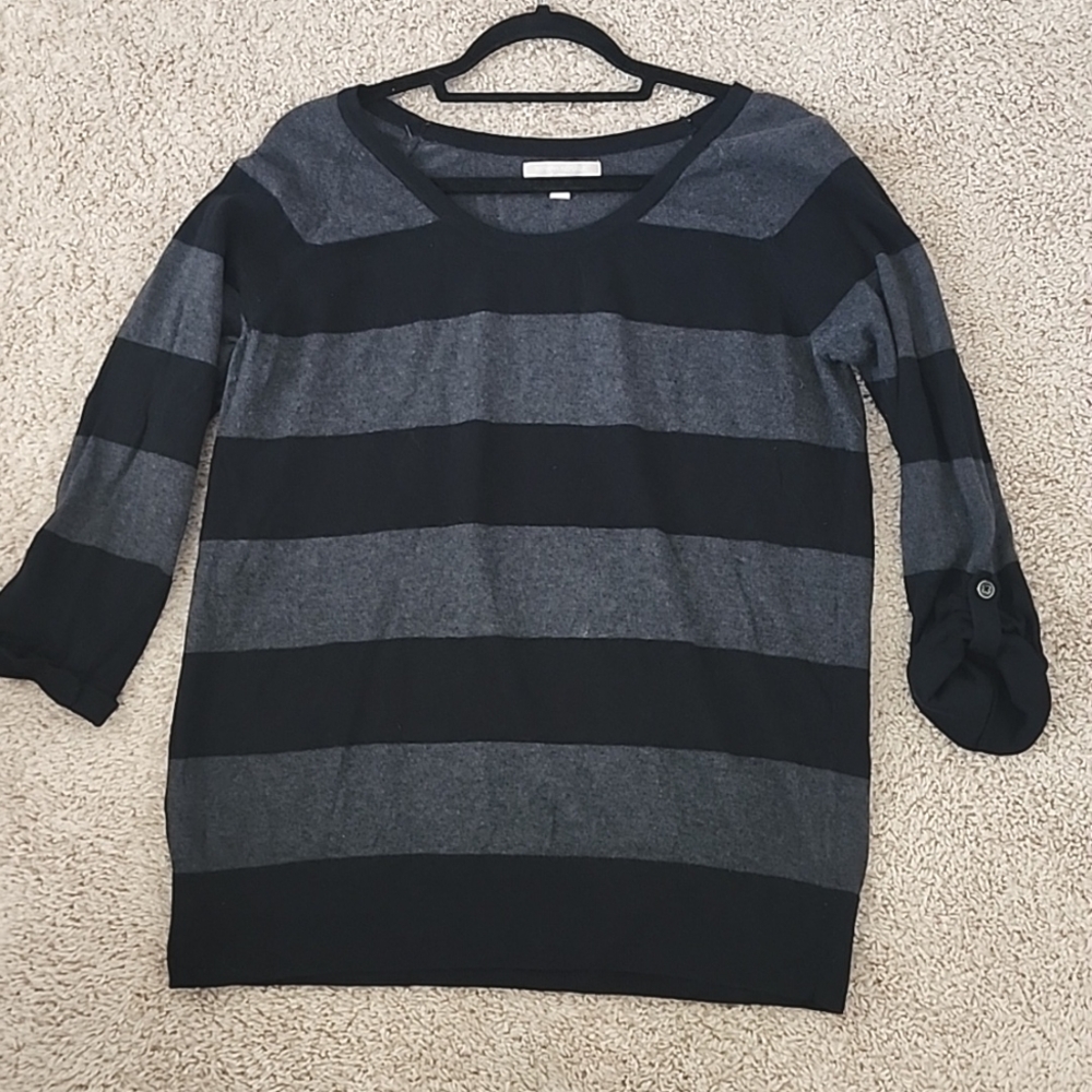 Banana Republic gray and black striped sweater